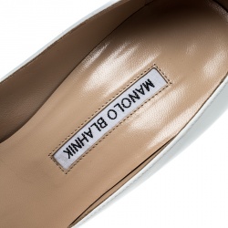 Pre Owned Manolo Blahnik Two Tone Leather BB Pointed Toe Pumps Size 36.5