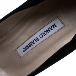 مملوكة مسبقًا Manolo Blahnik Black Suede Lisa Bow Detail Pointed Toe Pumps Size 38.5