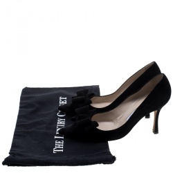 مملوكة مسبقًا Manolo Blahnik Black Suede Lisa Bow Detail Pointed Toe Pumps Size 38.5