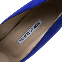 Pre Owned حذاء كعب عالي مانولو بلانيك BB جلد أصفر نيون مقدمة مدببة مقاس 37.5