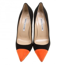 Pre Owned Manolo Blahnik Two Tone Suede Bipunta Pointed Toe Pumps Size 37