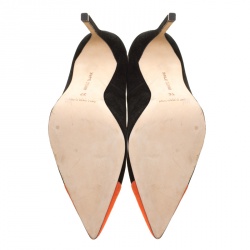 Pre Owned Manolo Blahnik Two Tone Suede Bipunta Pointed Toe Pumps Size 37