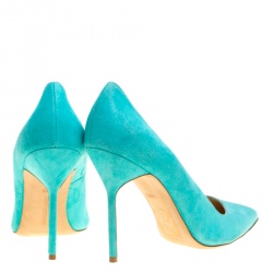 Pre Owned Manolo Blahnik Aqua Green Suede BB Pointed Toe Pumps Size 40.5
