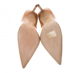 Pre Owned Manolo Blahnik Peach Leather BB Pointed Toe Pumps Size 38.5