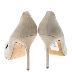 Pre Owned حذاء مانولو بلانيك سويدي بيج BB مقدمة مدببة مقاس 36