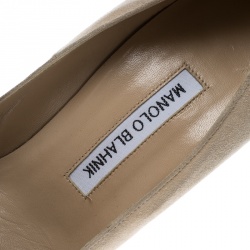 Pre Owned حذاء مانولو بلانيك سويدي بيج BB مقدمة مدببة مقاس 36