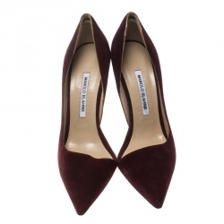 Pre Owned Manolo Blahnik Brown Suede Stresty Half D'orsay Pointed Toe Pumps Size 39.5