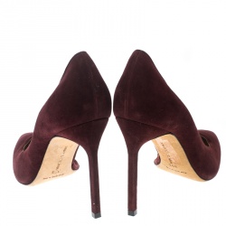 Pre Owned Manolo Blahnik Brown Suede Stresty Half D'orsay Pointed Toe Pumps Size 39.5
