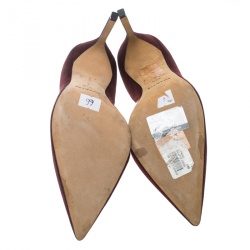 Pre Owned Manolo Blahnik Brown Suede Stresty Half D'orsay Pointed Toe Pumps Size 39.5