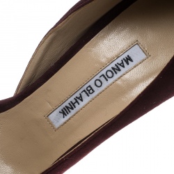 Pre Owned Manolo Blahnik Brown Suede Stresty Half D'orsay Pointed Toe Pumps Size 39.5