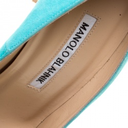 مملوكة مسبقًا حذاء كعب عالي مانولو بلانيك بيبونتا سويدي ثنائي اللون مقدمة مدببة مقاس 40.5