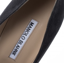 مملوكة مسبقًا حذاء كعب عالي مانولو بلانيك بيبونتا سويدي ثنائي اللون مقدمة مدببة مقاس 40.5