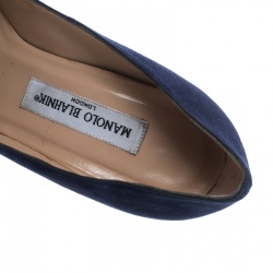 Pre Owned Manolo Blahnik Dark Blue Suede BB Pointed Toe Pumps Size 36