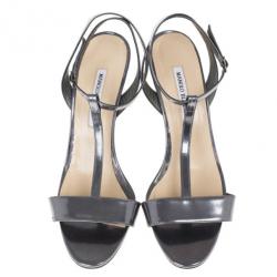 Pre Owned Manolo Blahnik Metallic Leopard T-strap Lette Wedge Sandals Size 42