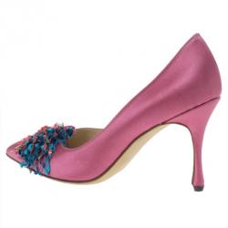 Pre Owned Manolo Blahnik Fuchsia Satin Pump Size 37.5