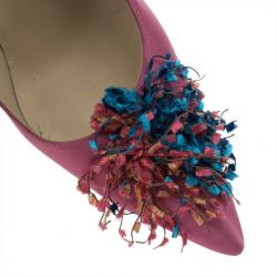 Pre Owned Manolo Blahnik Fuchsia Satin Pump Size 37.5