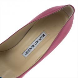 Pre Owned Manolo Blahnik Fuchsia Satin Pump Size 37.5