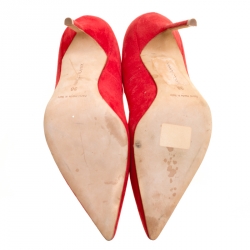 Manolo Blahnik Red Suede BB Pointed Toe Pumps Size 36