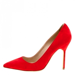 Manolo Blahnik Red Suede BB Pointed Toe Pumps Size 36