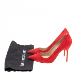 Manolo Blahnik Red Suede BB Pointed Toe Pumps Size 36