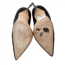 Pre Owned Manolo Blahnik Black Suede BB Pointed Toe Pumps Size 39.5