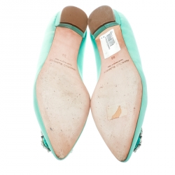 Pre Owned حذاء فلات باليه مانولو بلانيك هنغيسي ساتان توركواز مقاس 38