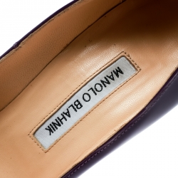 Pre Owned Manolo Blahnik Purple Patent Leather BB Pointed Toe Pumps Size 36.5