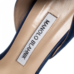 Pre Owned Manolo Blahnik Blue Suede Tayler D'orsay Pointed Toe Pumps Size 39