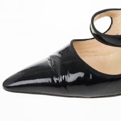 Pre Owned Manolo Blahnik Black Patent Campari Mary Jane Pumps Size 38