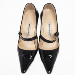 Pre Owned Manolo Blahnik Black Patent Campari Mary Jane Pumps Size 38