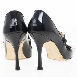 Pre Owned Manolo Blahnik Black Patent Campari Mary Jane Pumps Size 38