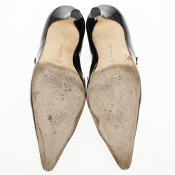 Pre Owned Manolo Blahnik Black Patent Campari Mary Jane Pumps Size 38