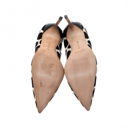 Pre Owned حذاء كعب عالي مانولو بلانيك بيج وأسود منقط مقاس 39