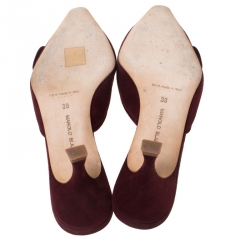 Manolo Blahnik Burgundy Suede Maysale Mules Size 38