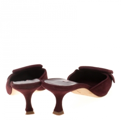 Manolo Blahnik Burgundy Suede Maysale Mules Size 38