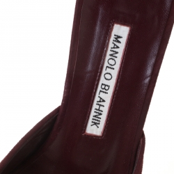 Manolo Blahnik Burgundy Suede Maysale Mules Size 38
