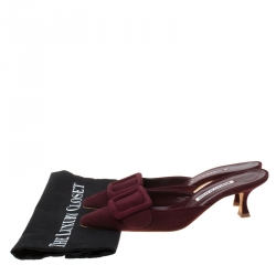 Manolo Blahnik Burgundy Suede Maysale Mules Size 38
