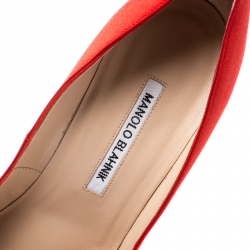 Pre Owned Manolo Blahnik Red Satin Hangisi Crystal Embellished Pumps Size 40