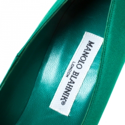 Pre Owned  حذاء كعب عالي مانولو بلانيك ايوفراشيا بمقدمة مدببة ساتان أخضر مقاس 39.5