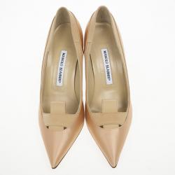Pre Owned Manolo Blahnik Fokionas Satin Pointed Toe Pumps Size 38.5