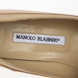 Pre Owned Manolo Blahnik Fokionas Satin Pointed Toe Pumps Size 38.5