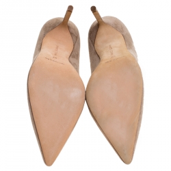 Pre Owned Manolo Blahnik Beige Suede BB Pointed Toe Pumps Size 37