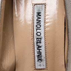 Pre Owned Manolo Blahnik Beige Satin Gotrian Crystal Embellished Pumps Size 36