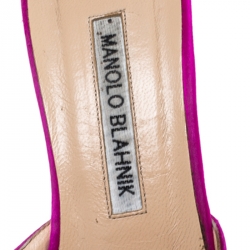 Manolo Blahnik Pink Maysale Embellished Pointed Toe Mules Size 36.5