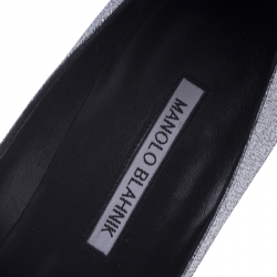 Pre Owned Manolo Blahnik Metallic Silver Hangisi Notturno Pumps Size 39.5