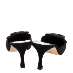 Manolo Blahnik Black Suede Mule Sandals Size 36.5