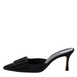 Manolo Blahnik Black Suede Mule Sandals Size 36.5