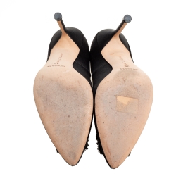 Pre Owned Manolo Blahnik Black Satin Hangisi Pumps Size 38