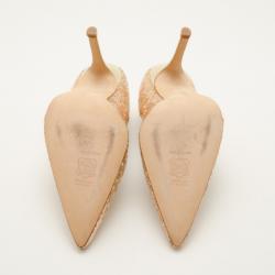 Pre Owned Manolo Blahnik Gold Sequin Pumps Size 35