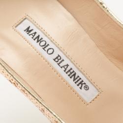 Pre Owned Manolo Blahnik Gold Sequin Pumps Size 35